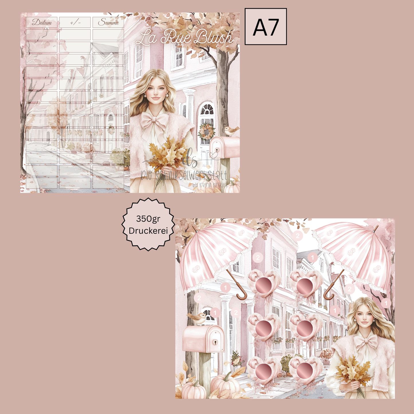 Klappkarte La Rue Blush A7